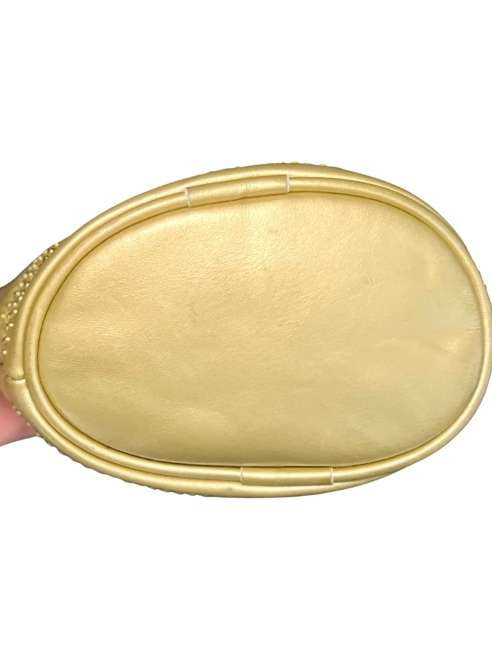 Gold Faux Leather Croc Trim Crossbody Bag Studded Accent Shoulder Purse - Picture 3 of 7